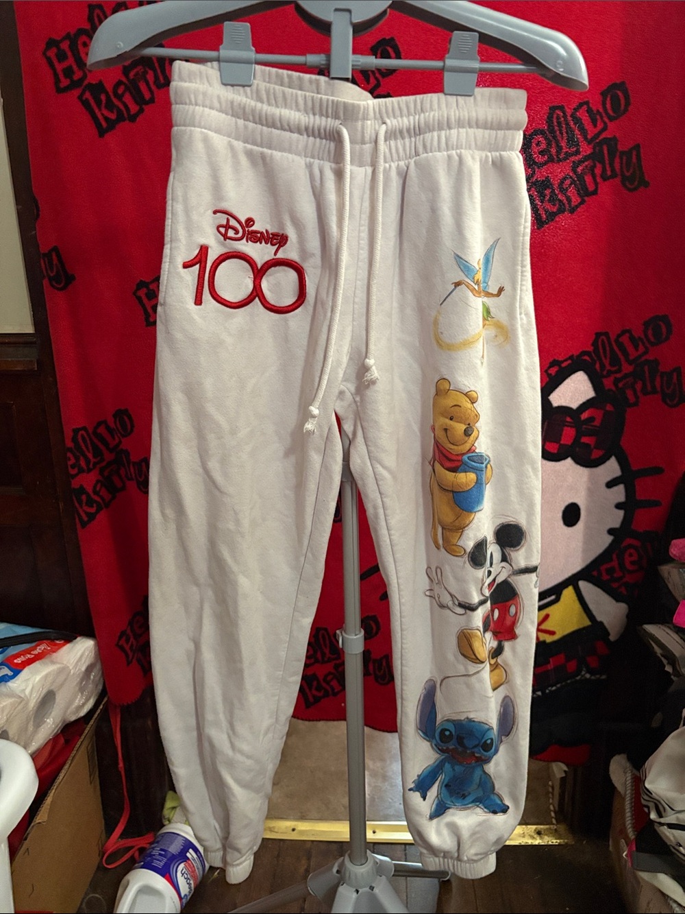 Disney 100 White jrs Sweatpants with Character Print